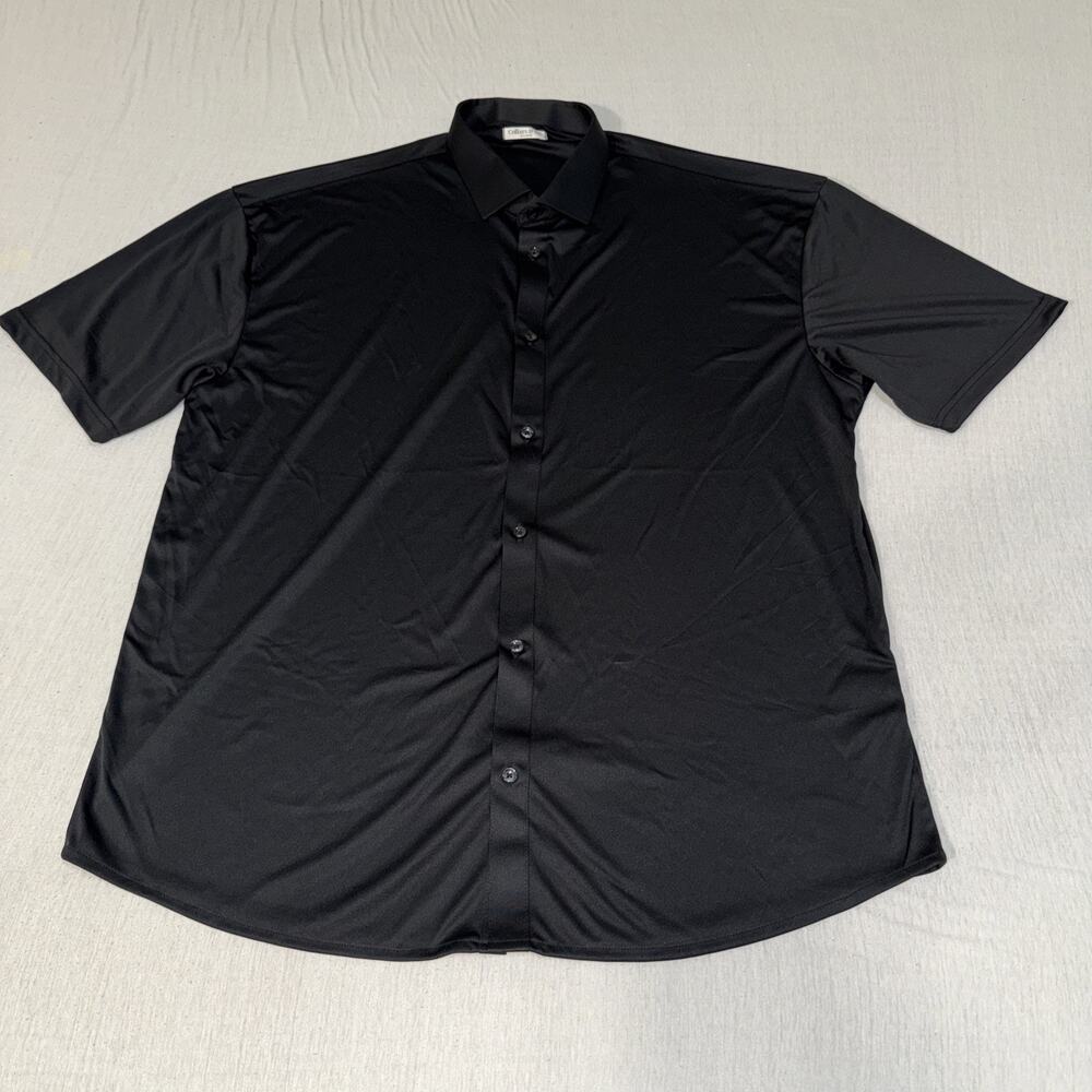 Collars and Co Golf Short Sleeve Solid Black Button Up 3XL Preppy NWOT